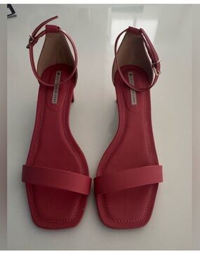 Ankle Strap Square-Toe Heels Sandals